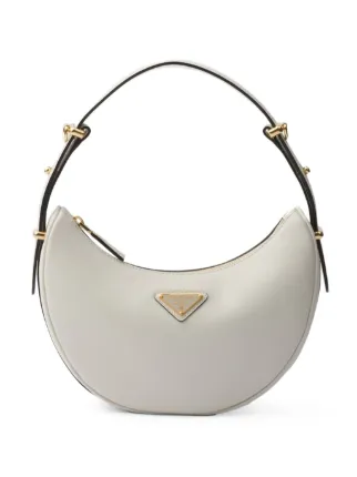 Prada Small Arqué Leather Shoulder Bag | White | FARFETCH