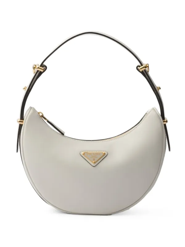 Prada Small Arqué Leather Shoulder Bag | White | FARFETCH RO