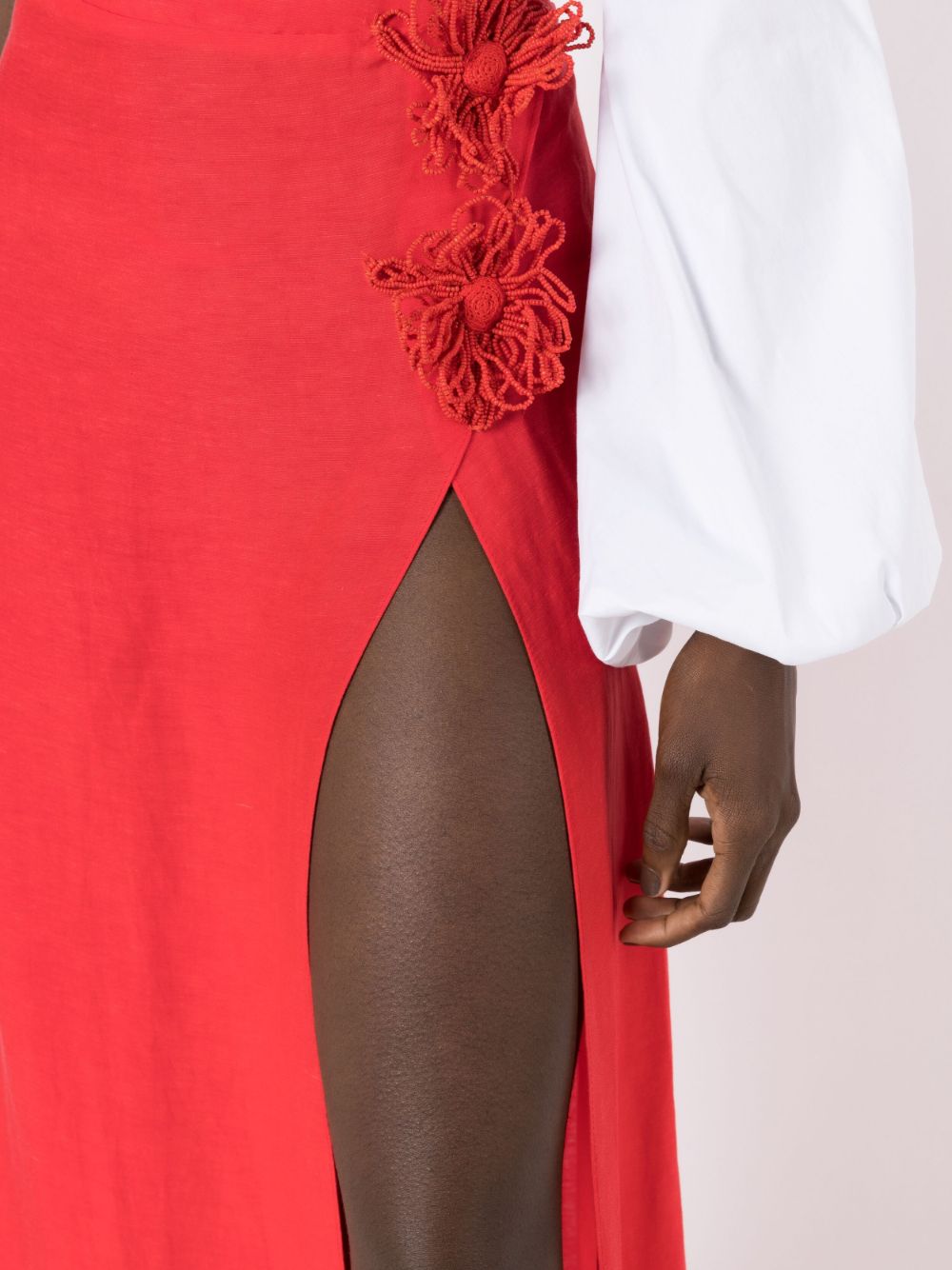 Shop Amir Slama Floral-appliqué Maxi Skirt In Rot