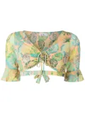 Amir Slama leaf-print tie-fastening top - Multicolour