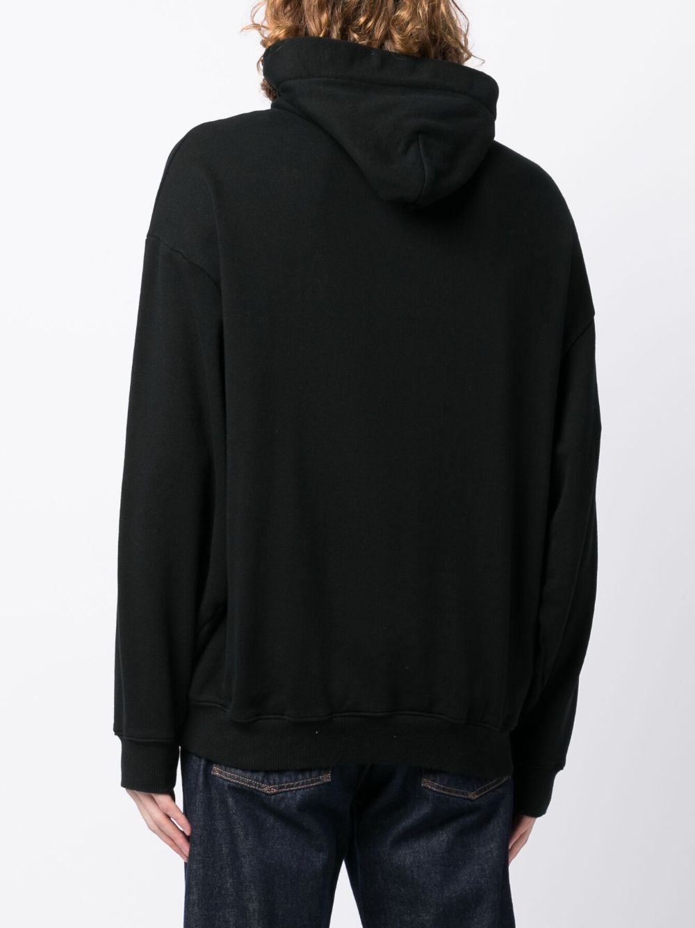 Shop Kapital Drawstring Cotton Hoodie In Black