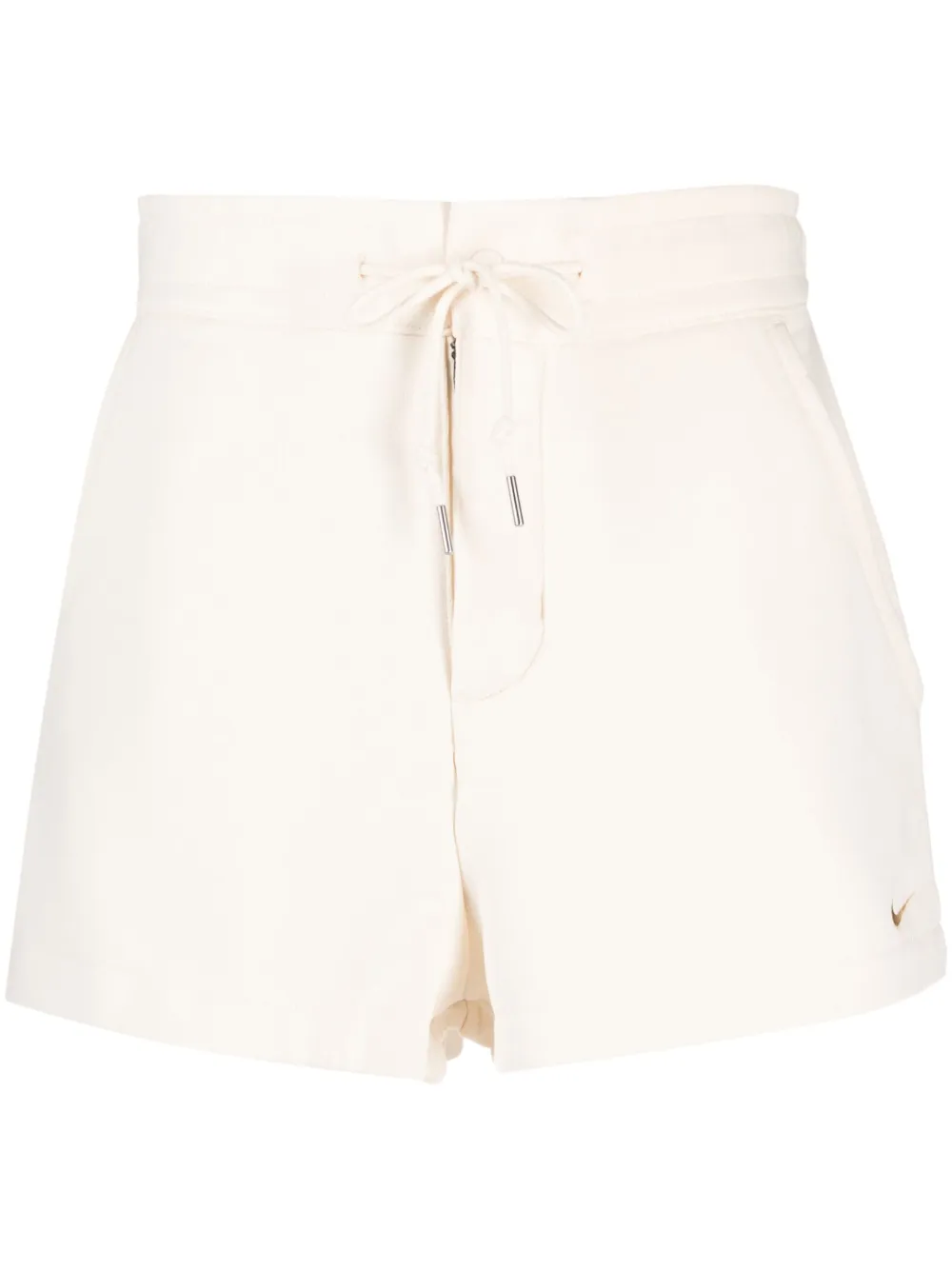 Nike Sportswear Essentials Embroidered Cotton-jersey Shorts In Weiss