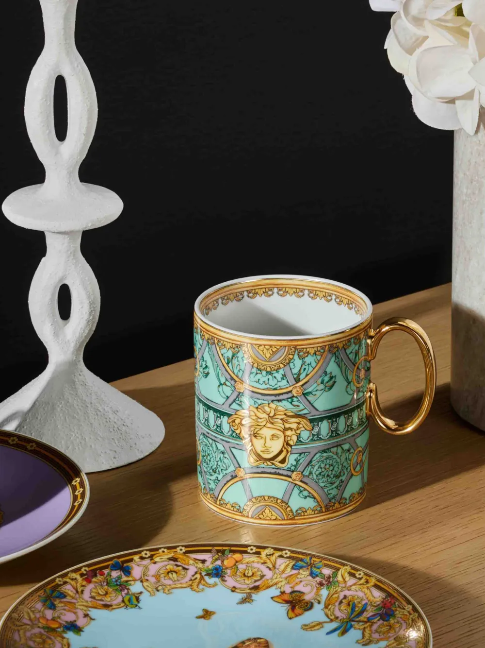 Versace La Scala Del Palazzo Mug In Green