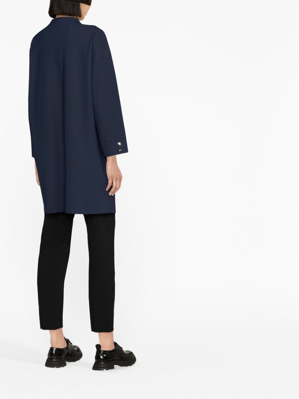 Shop Herno Single-breasted Long-sleeve Coat In Blue