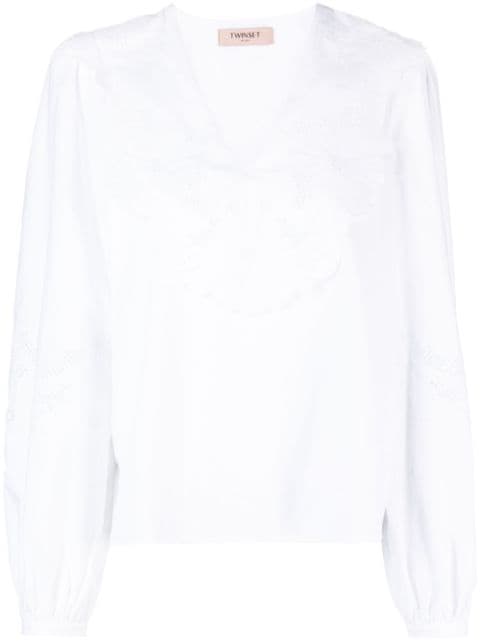 broderie anglaise-detailled cotton blouse 