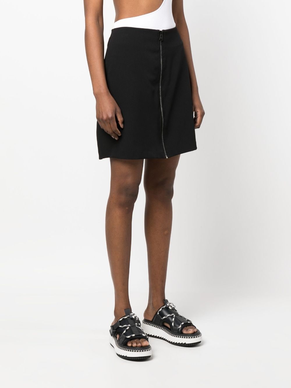 Shop Dkny Zip-front Midi Skirt In Black