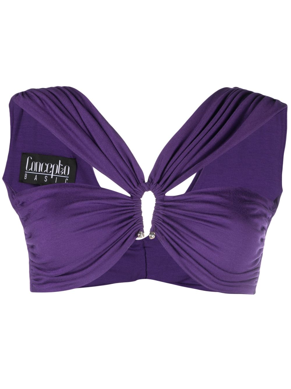 Concepto Plunging U-neck Cropped Top In Purple