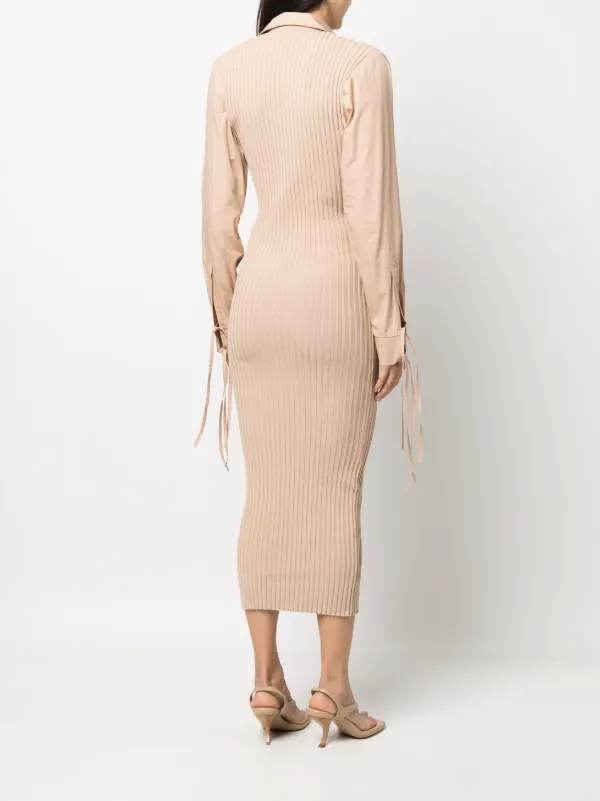 knee length dresses for ladies SANDRO Rib knitted Midi dress in green for women