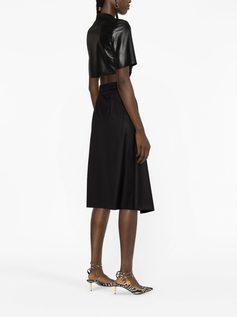 Shop Almaz Bardot A-line Wool Skirt In Black