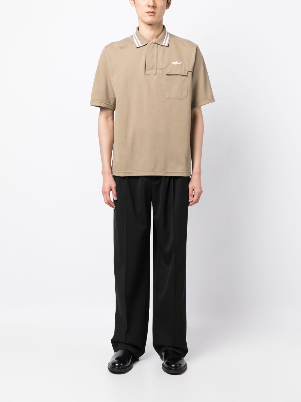 Shop White Mountaineering Logo-embroidered Cotton Polo Shirt In Brown