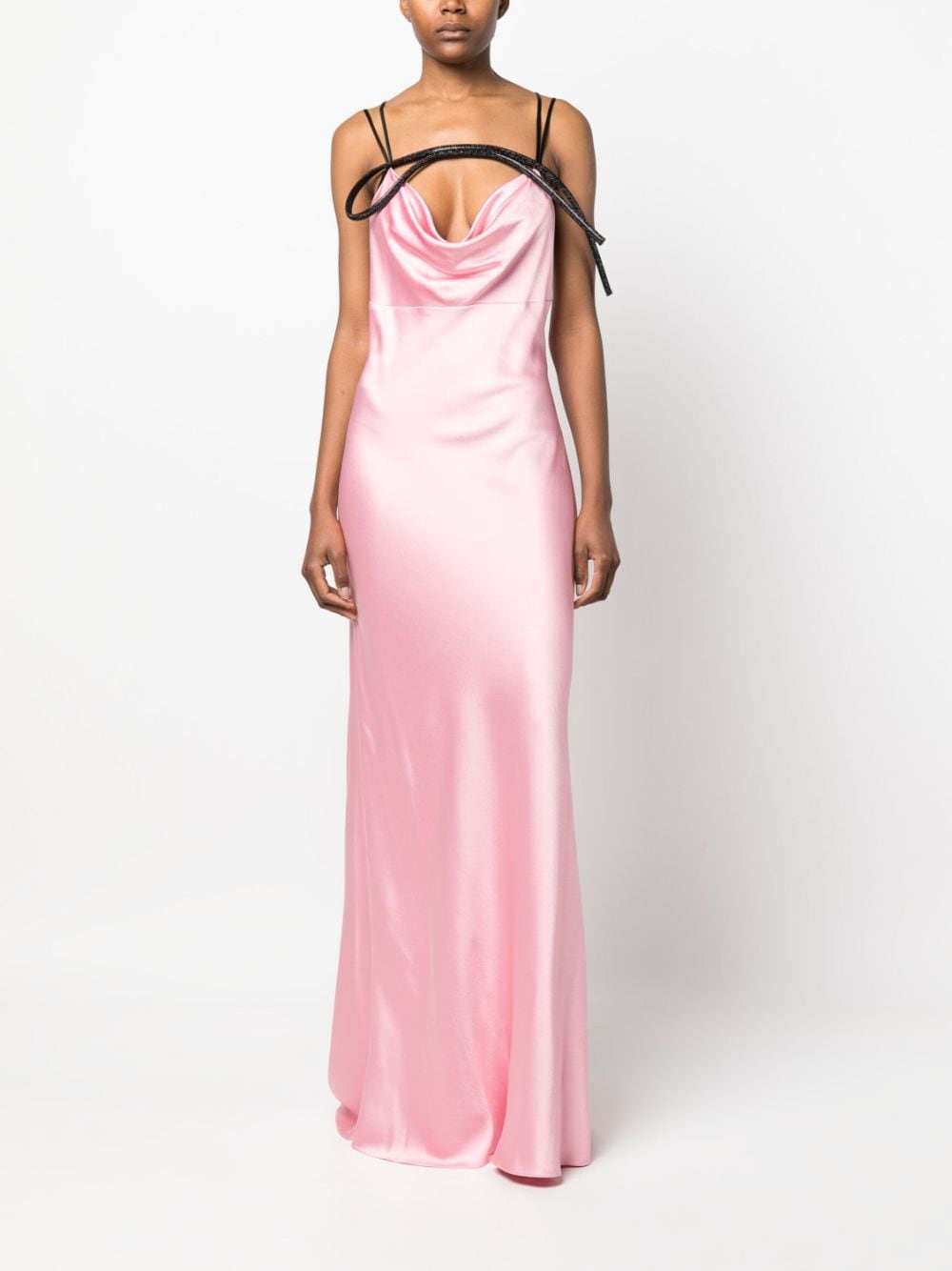 Shop Nué Flamingo Rhinestone-embellished Maxi Dress In Rosa