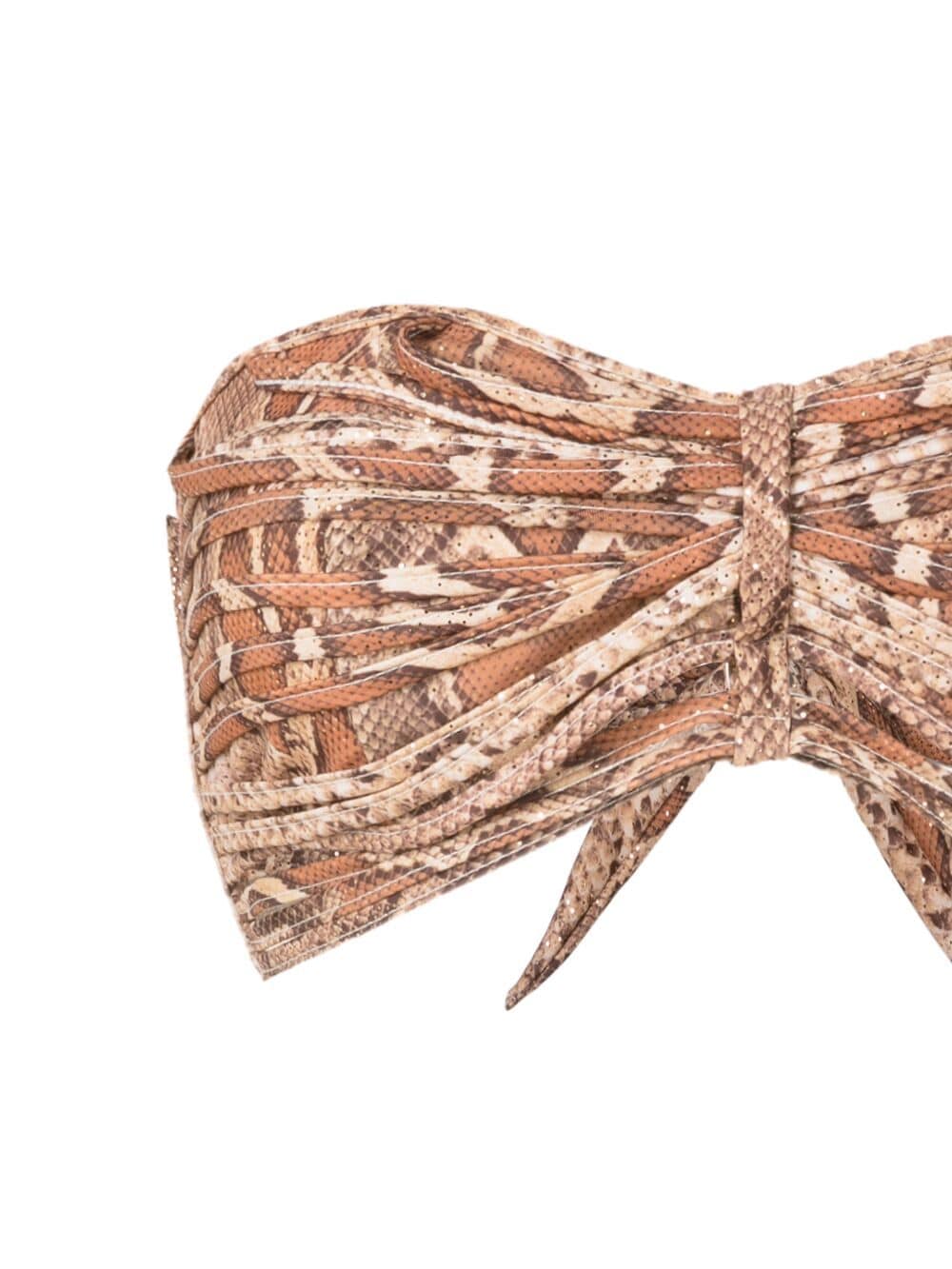 Shop Amir Slama Snakeskin-print Tie-fastening Bikini In Braun