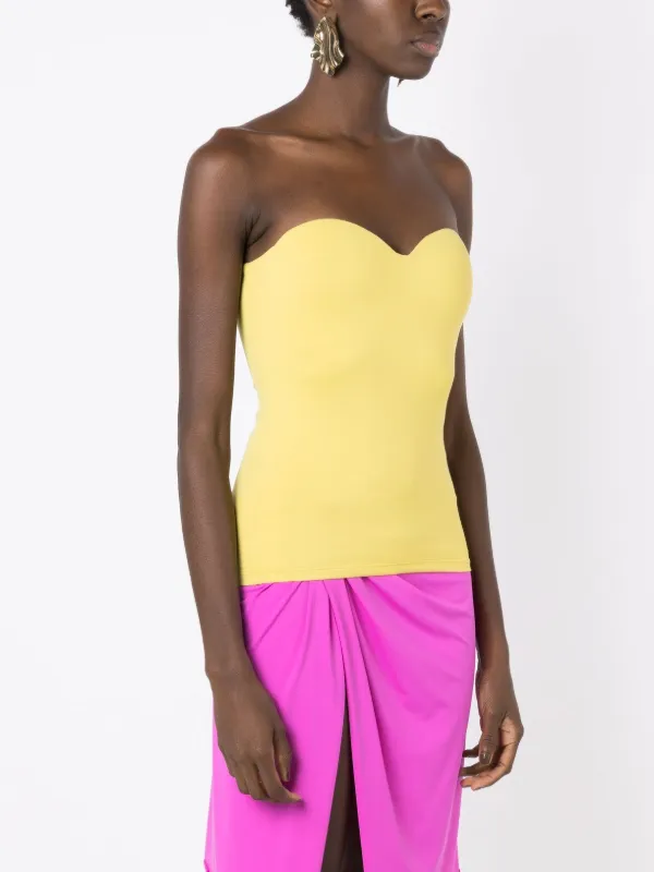 Amir Slama Strapless Tube Top Yellow FARFETCH UK