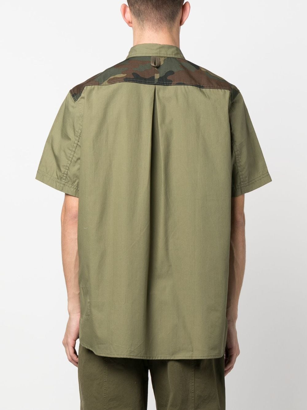 Shop Junya Watanabe Graphic-print Cotton Shirt In Green