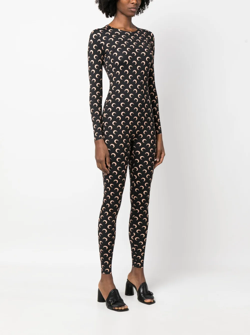 MARINE SERRE CRESCENT MOON-PRINT LONG-SLEEVED JUMPSUIT