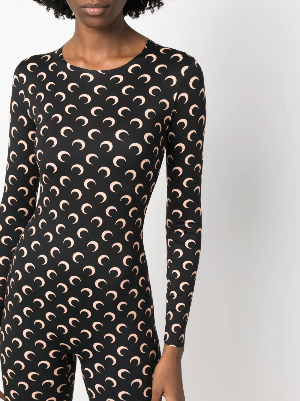 MARINE SERRE CRESCENT MOON-PRINT LONG-SLEEVED JUMPSUIT