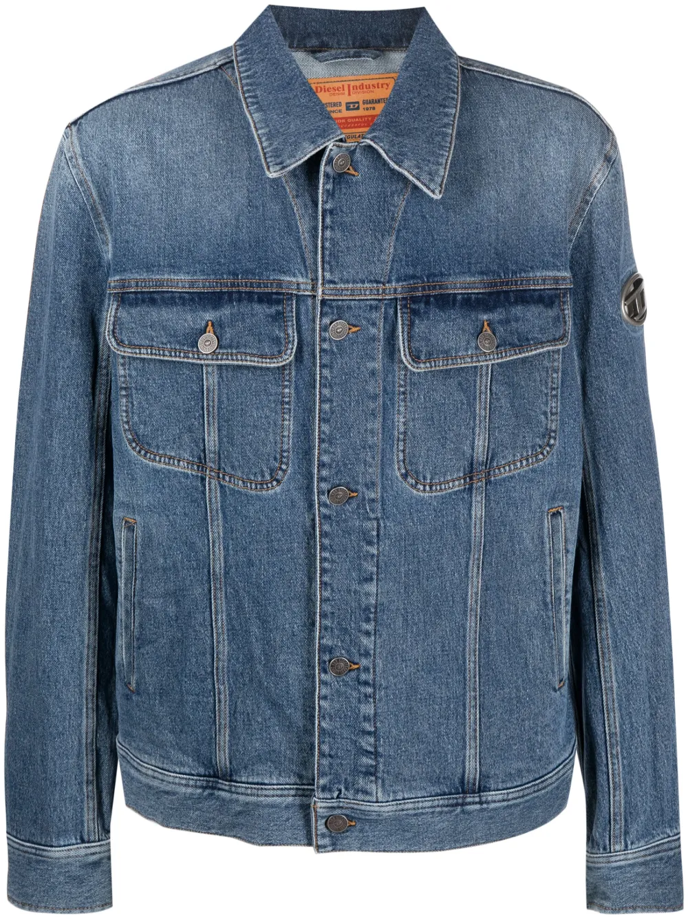 Diesel Logo-plaque Denim Jacket In Blue