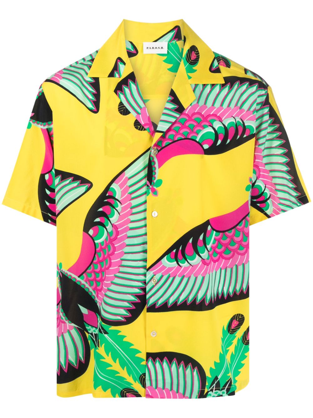 P.a.r.o.s.h Floral-print Silk Shirt In Yellow