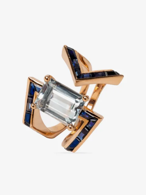 Gaelle Khouri 18kt rose gold Figure Particulière sapphire and tourmaline ring