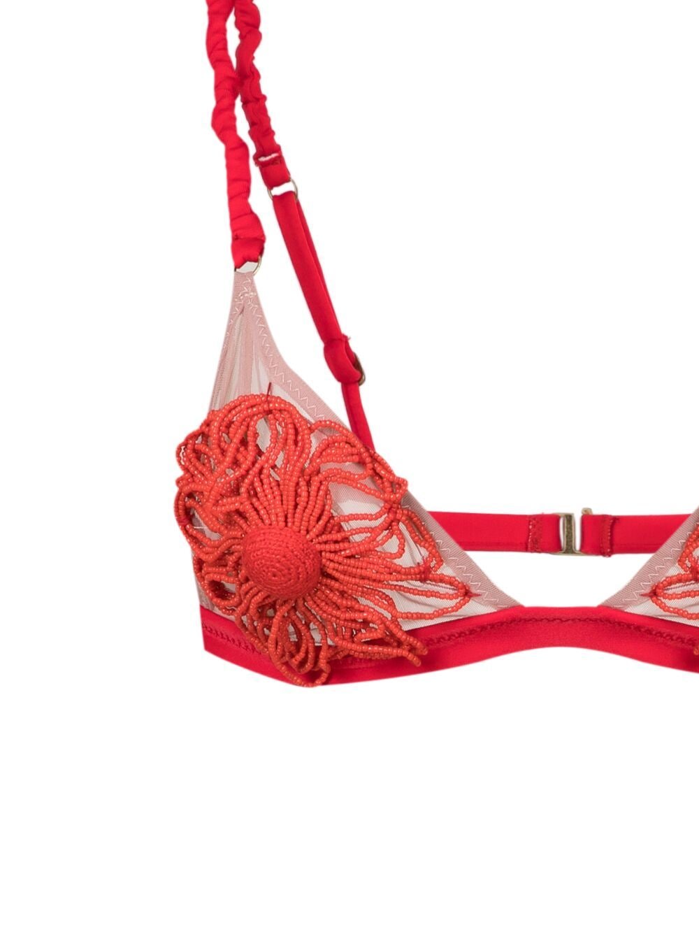 Shop Amir Slama Floral-appliqué Bikini In Red