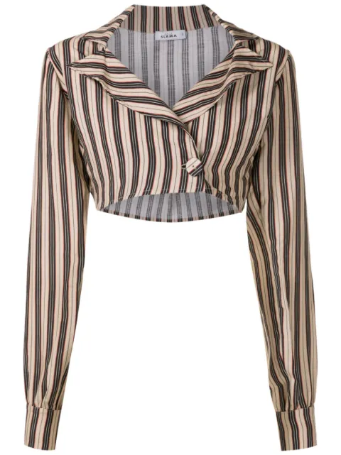 Amir Slama blusa estilo blazer corto con motivo de rayas