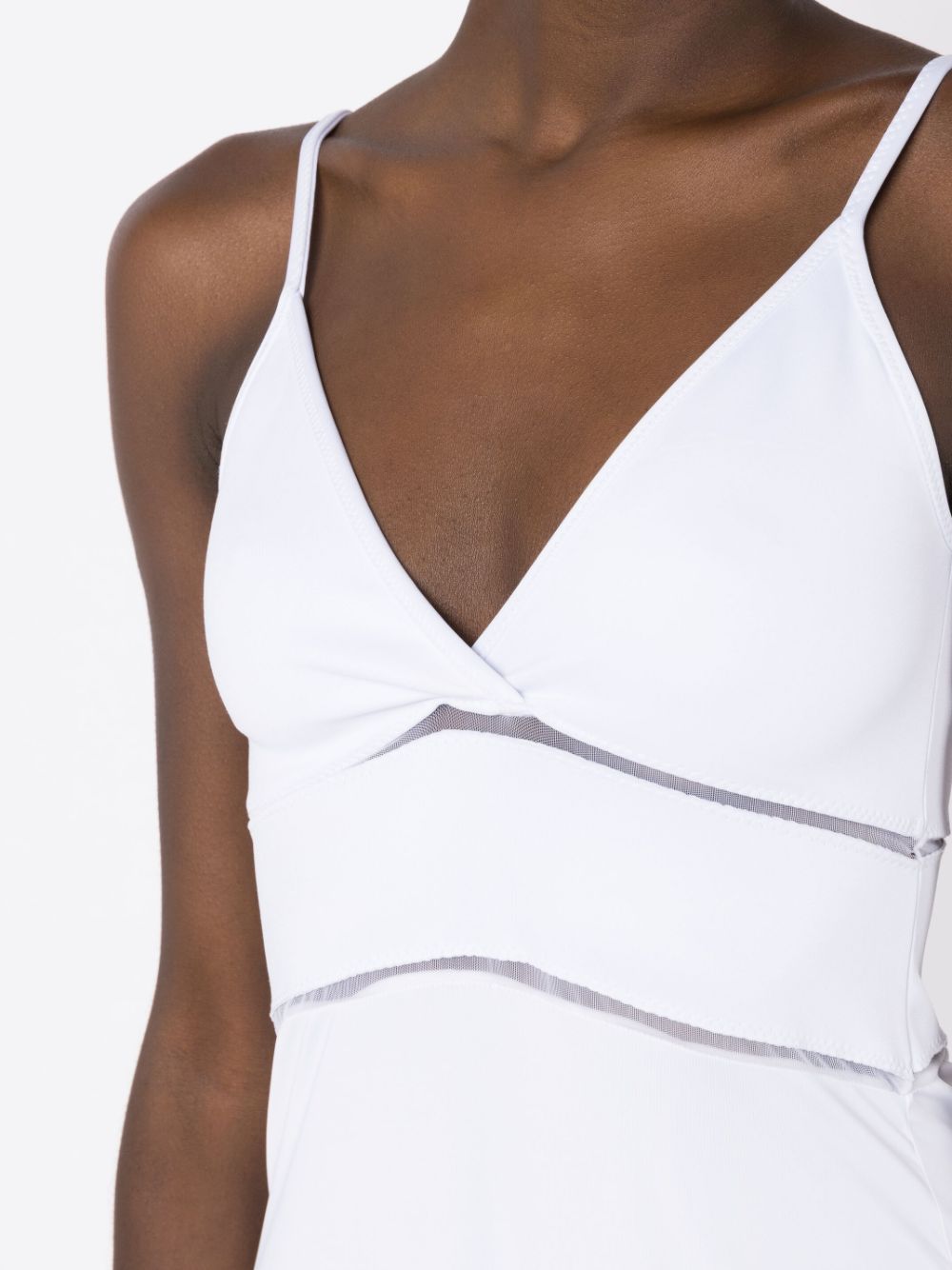Shop Amir Slama Tulle-insert Sleeveless Maxi Dress In Weiss