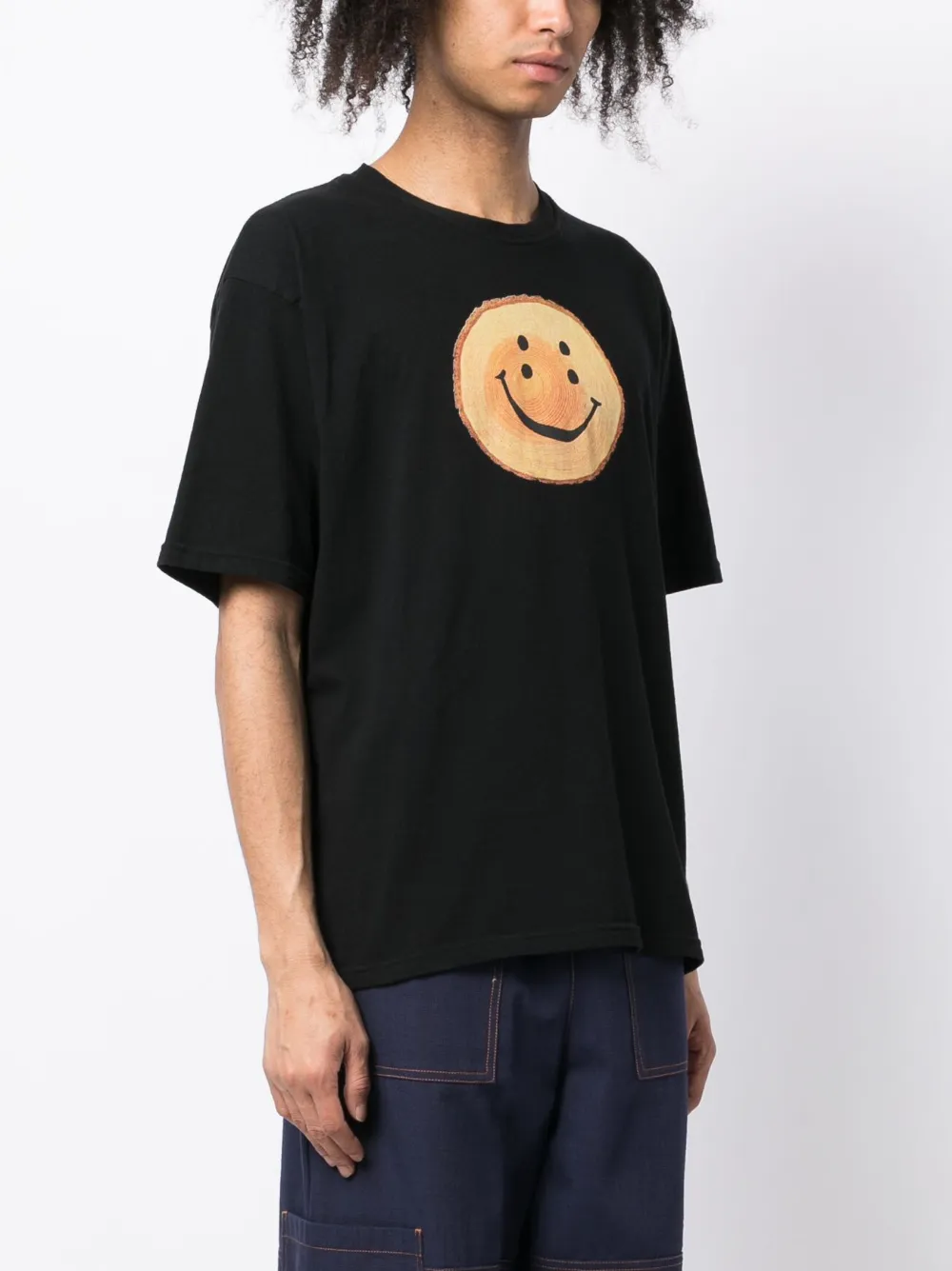 Smiley-face Short-sleeve T-shirt In Black