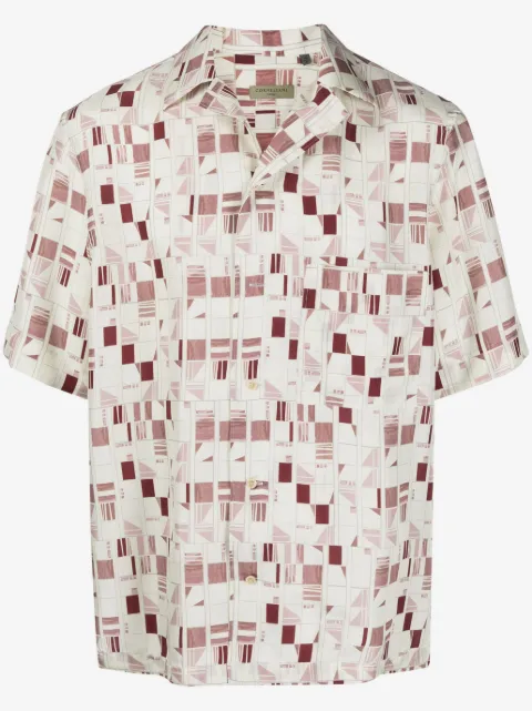 Corneliani camisa de seda con motivo geométrico