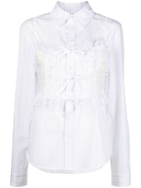 Vaquera lace-overlay button-down shirt