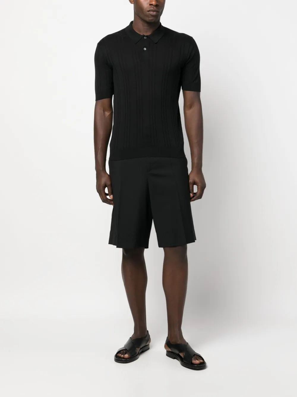 Tagliatore Zijden poloshirt - Zwart