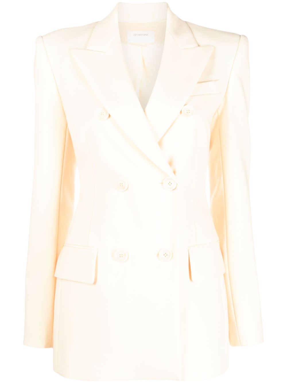 Sportmax Double-breasted Stretch-wool Blazer In Neutrals