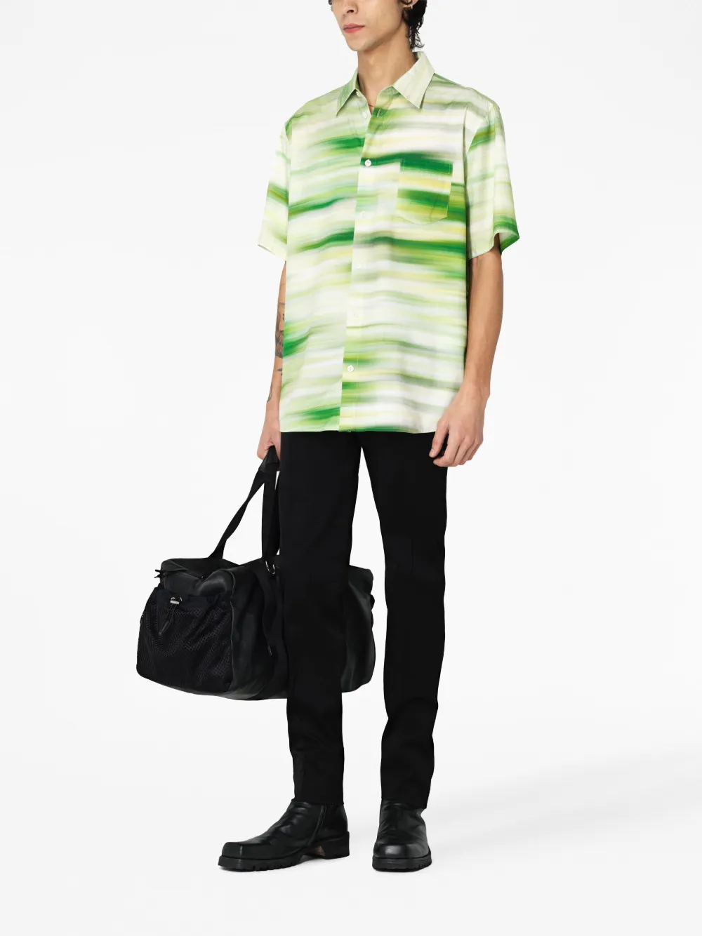 John Elliott Cloak Print Short Sleeve Button-up Shirt In Motion Meadow