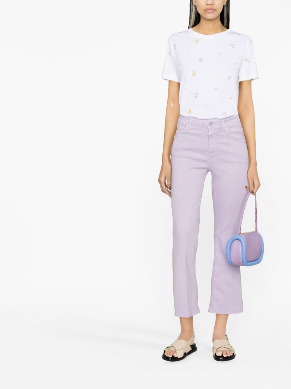 Shop Jacob Cohen Victoria Logo-embroidered Cropped Flared Jeans In Purple