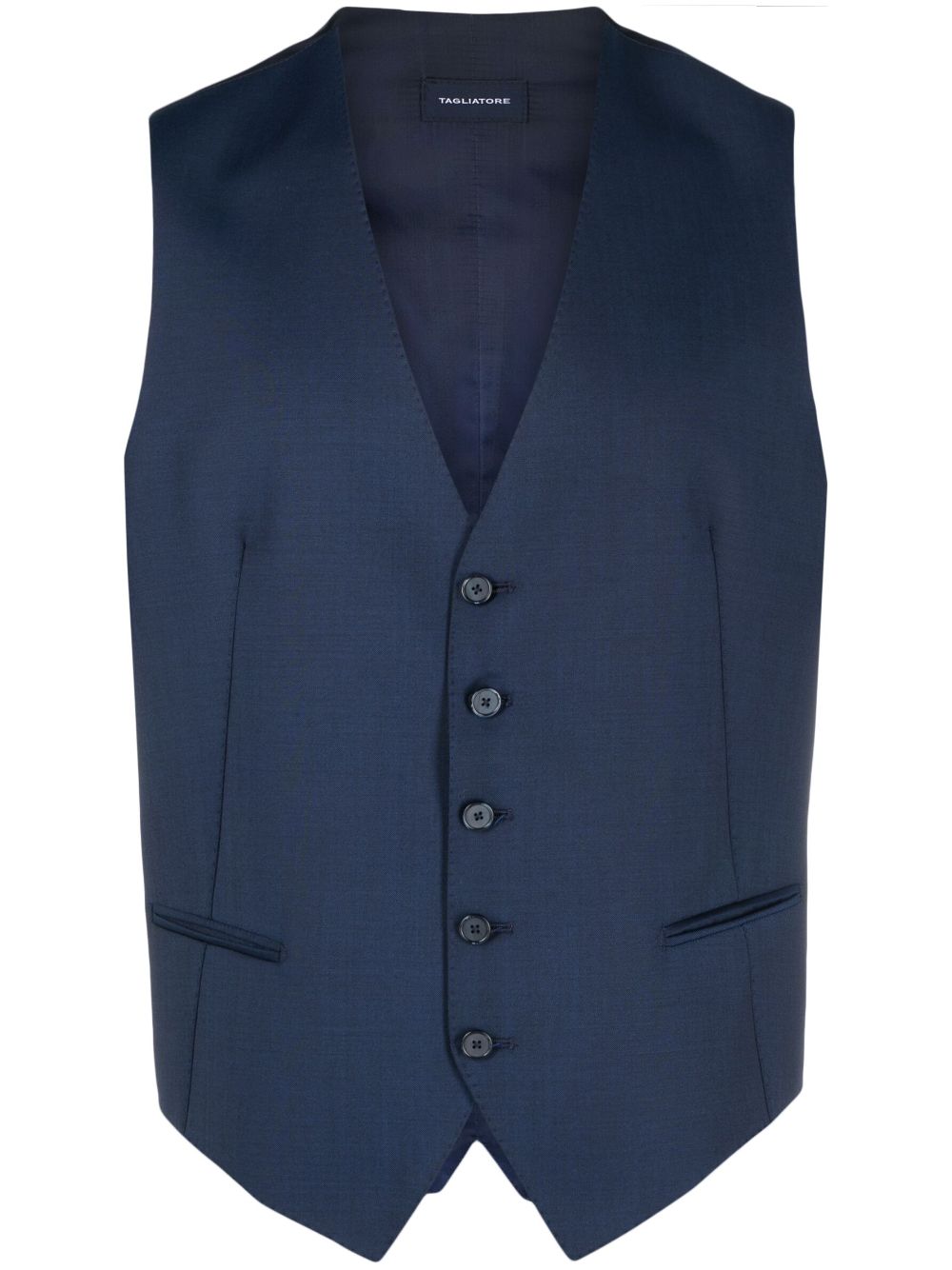 Shop Tagliatore Virgin Wool Button-up Waistcoat In Blue