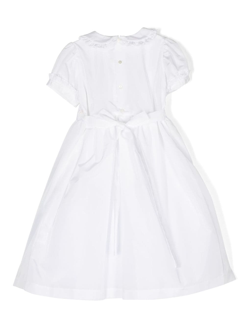 Shop Mariella Ferrari Smocked-panel Short-sleeve Dress In White