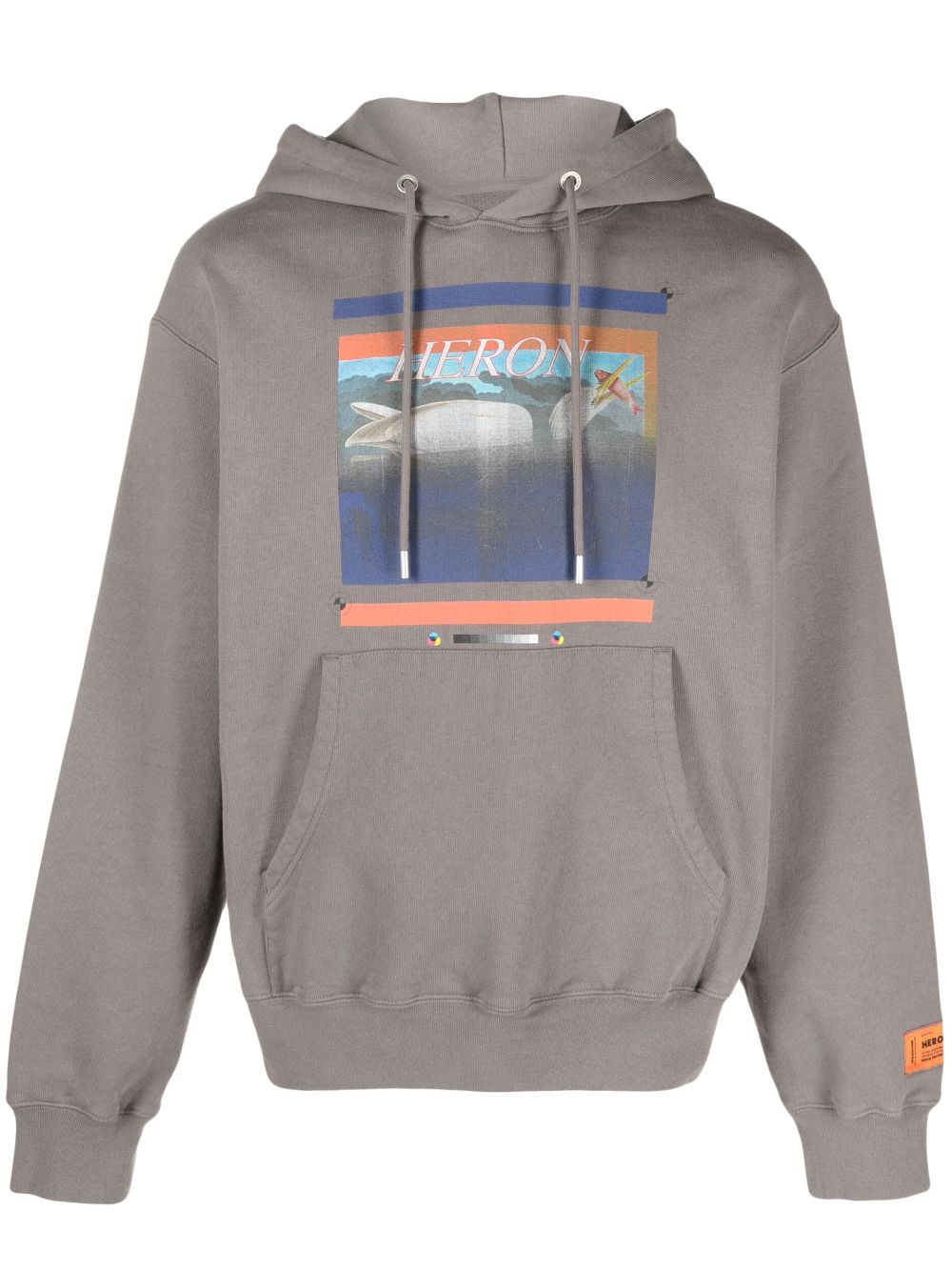 Heron Preston graphic-print cotton hoodie - Grey