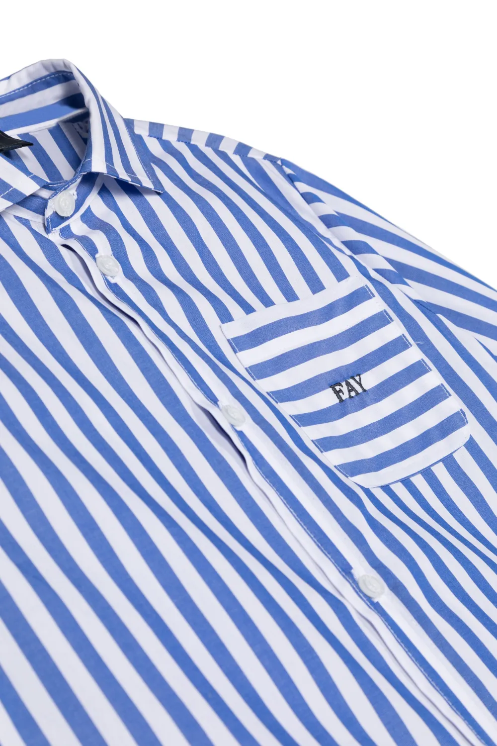Fay Stripe-print Short-sleeve Shirt In Blau