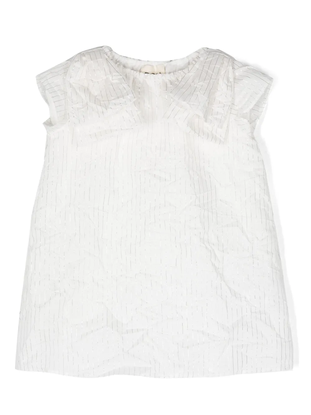 Douuod Kids' Stripe-detailing Short-sleeve Dress In Bianco