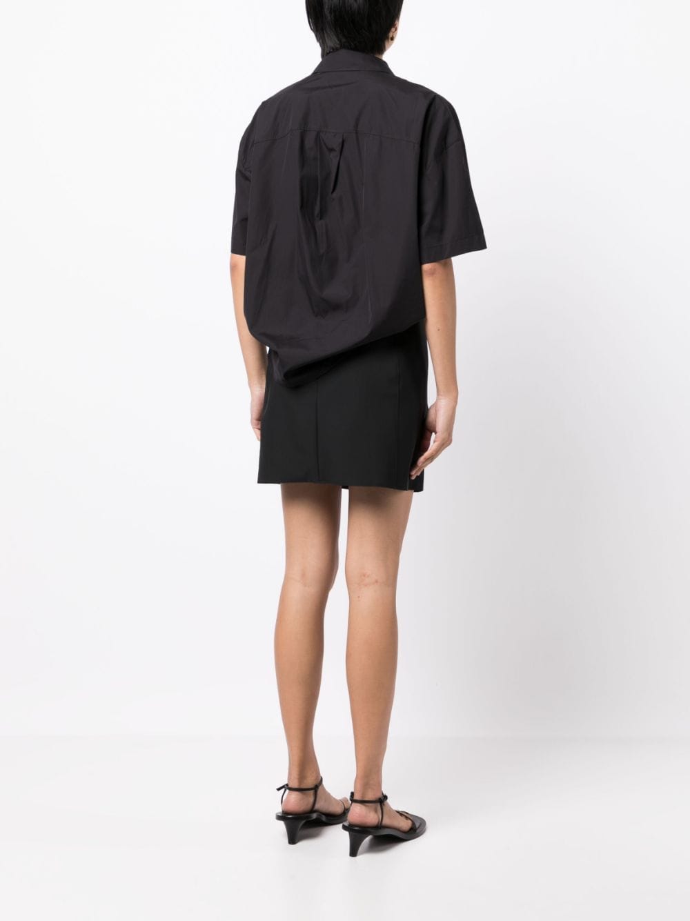 Shop Jnby Wrapped Short-sleeved Dress In Black