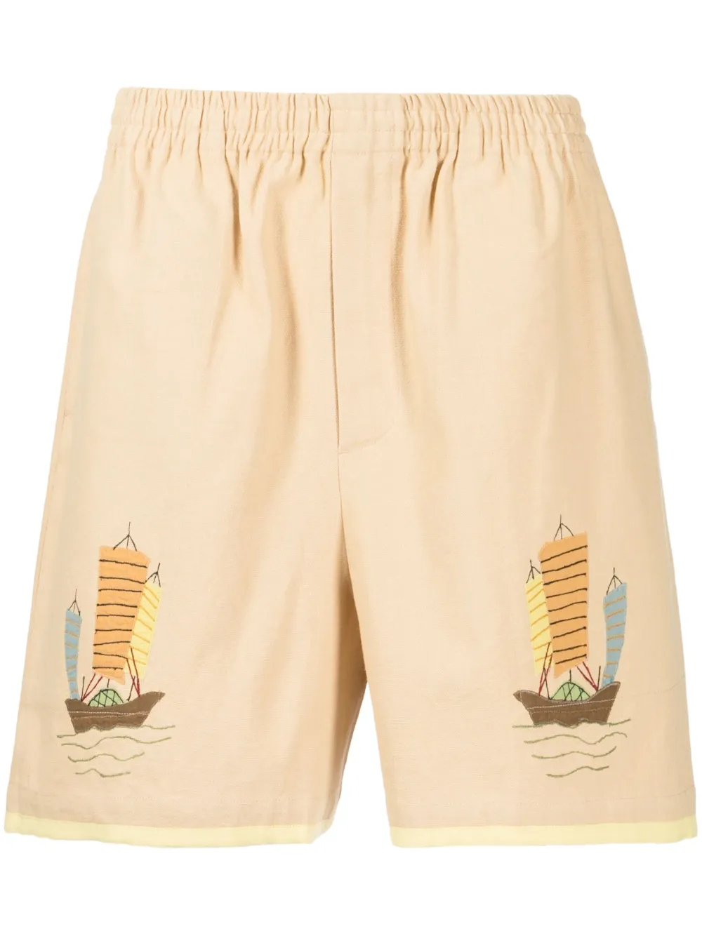 BODE illustration-print cotton deck shorts | Yellow | Image 1