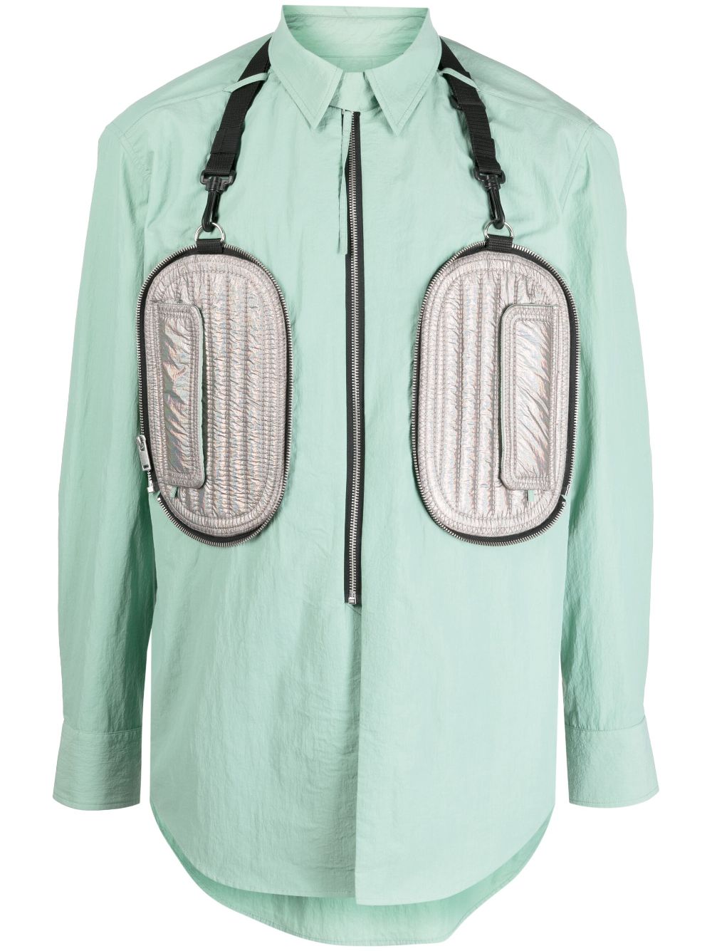 padded-pocket zip-up shirt