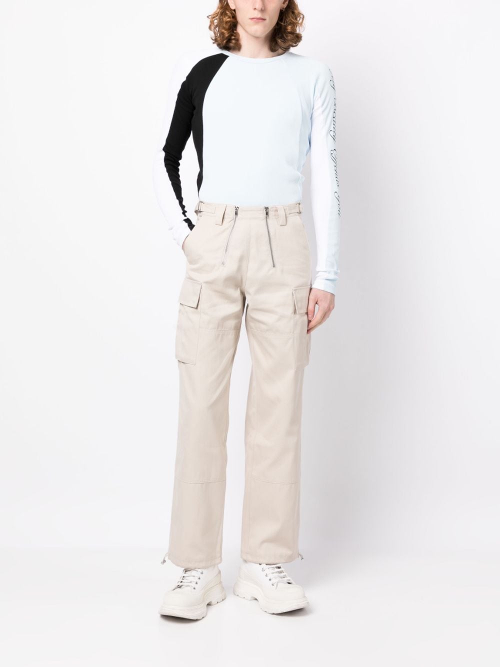 Shop Gmbh Logo-patch Chino Trousers In Neutrals