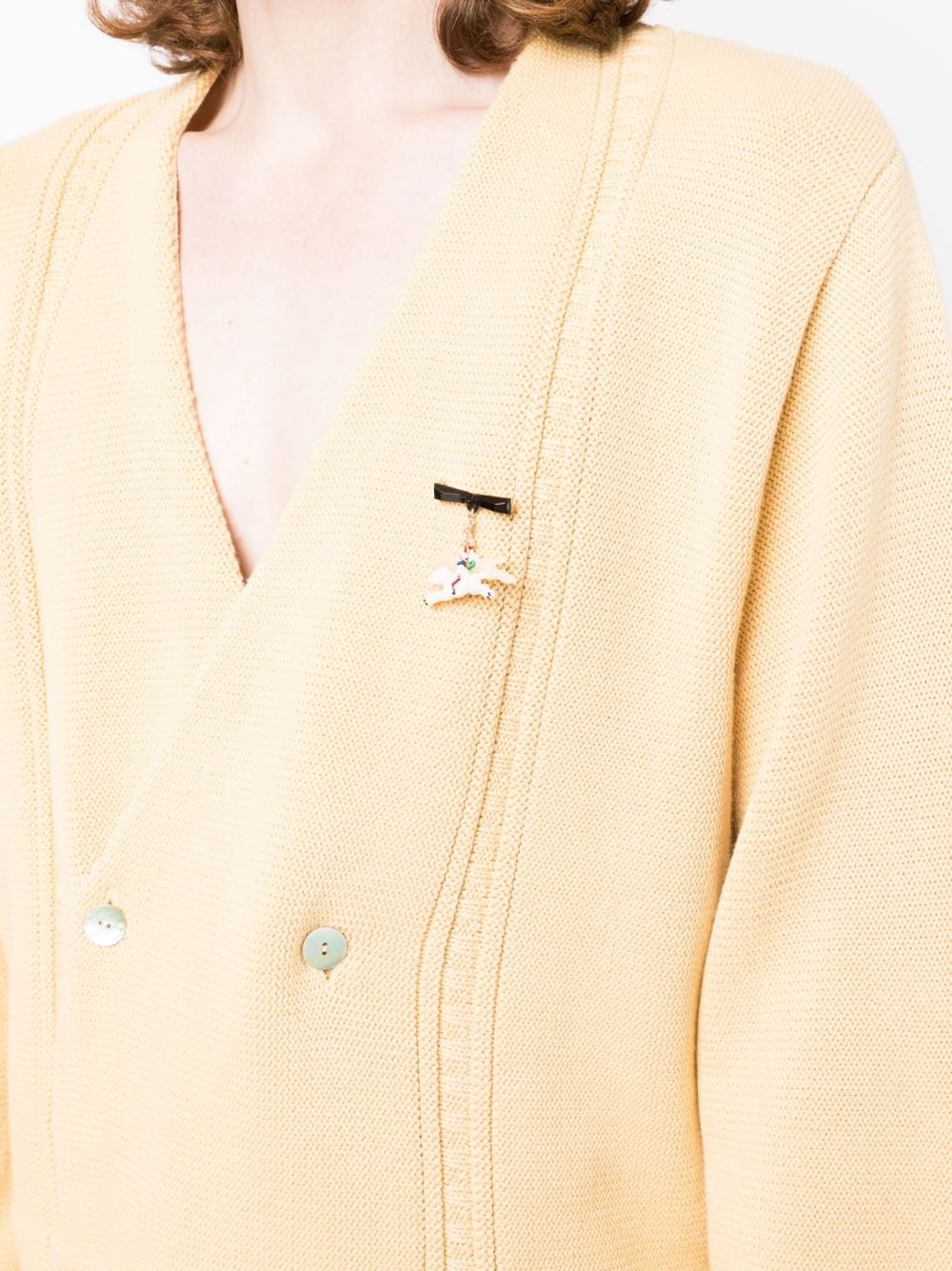 Shop Bode Double-breasted Pin-detail Cardigan In Yellow
