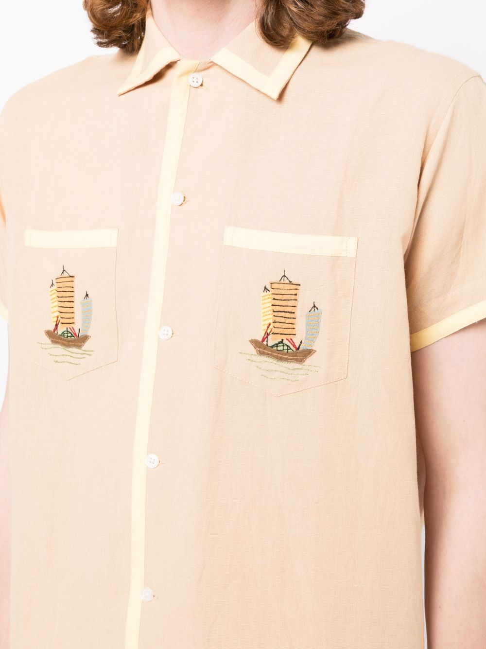 Shop Bode Boat-embroidered Shirt In Yellow