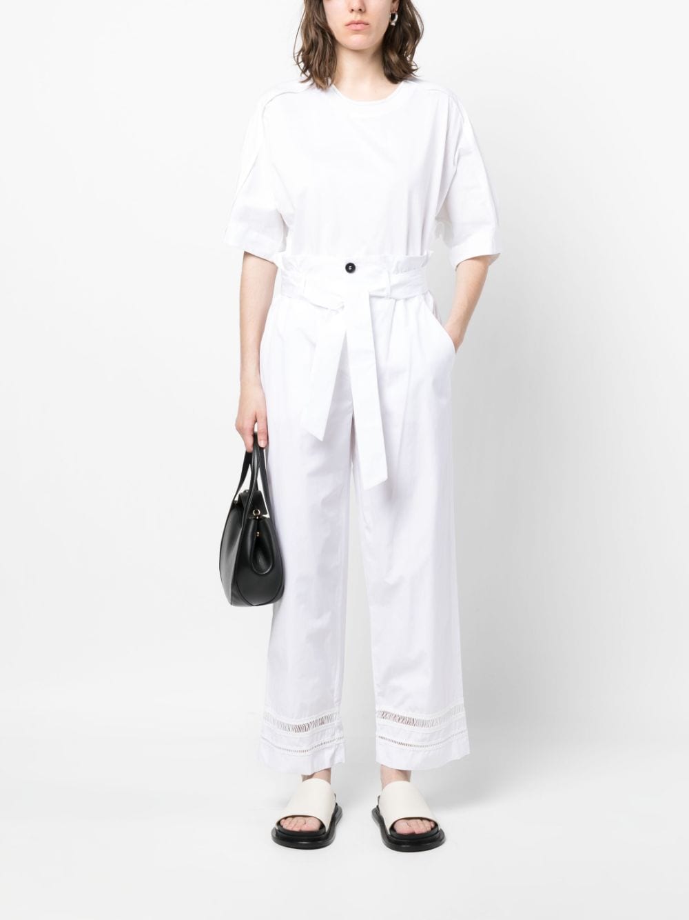 Shop Lorena Antoniazzi Pleat-detail Short-sleeved Blouse In White