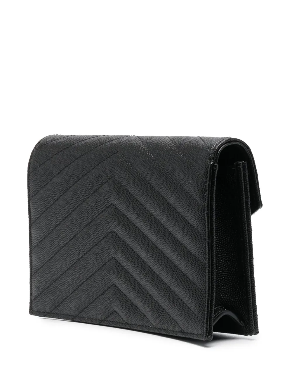 Shop Saint Laurent Cassandre Leather Wallet-on-chain In Schwarz