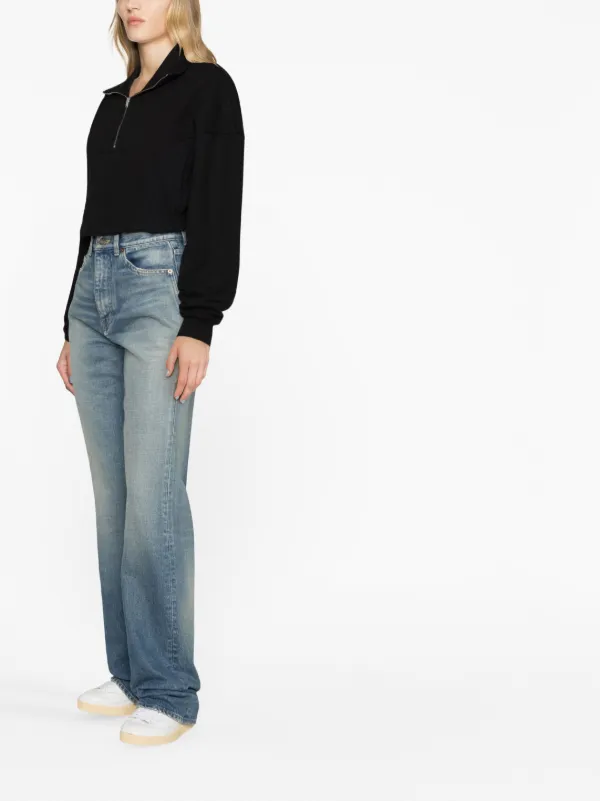 Saint Laurent Cropped Panelled Sweatshirt Farfetch