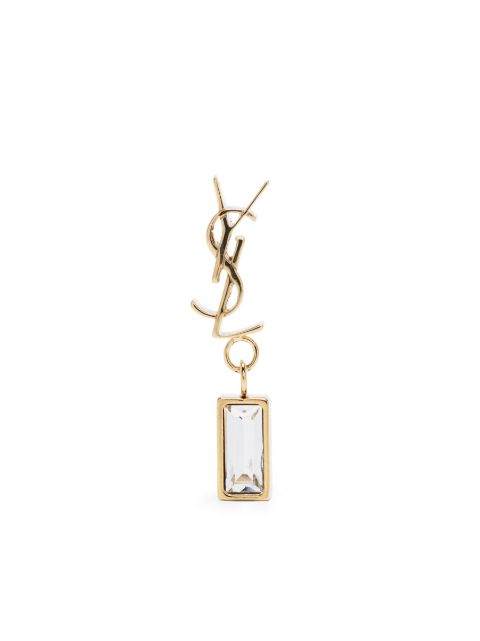 Saint Laurent engraved-logo crystal-embellished earring