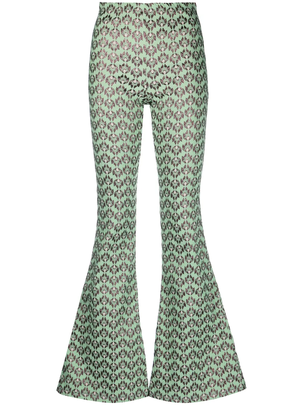 Black Coral geometric-print flared trousers