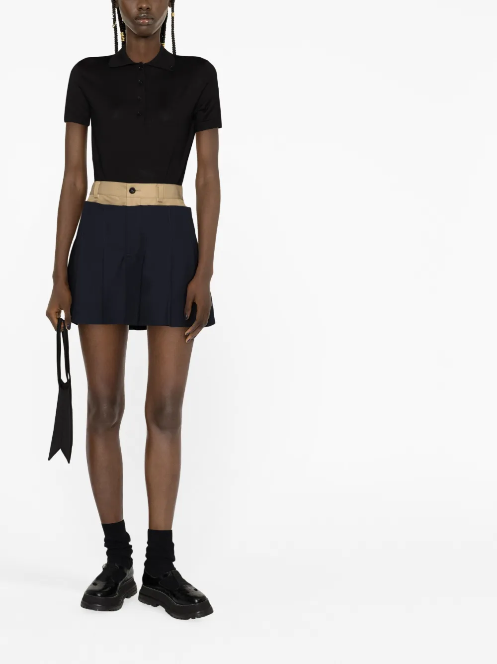 sacai Shorts met geplooid detail - Blauw